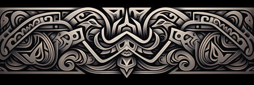Black and white tribal pattern, chicano-inspired style