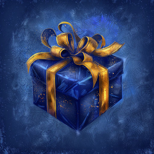 Realistic present clipart on flat indigo background