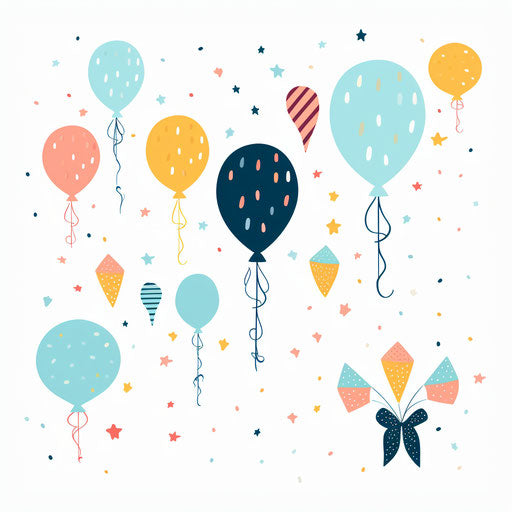 Minimalist style happy birthday clipart, on white background