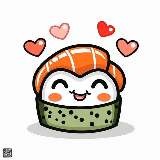 Delicious salmon sushi with love in minimalist style