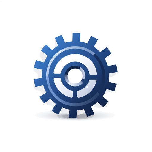 Minimalist styled gear clipart on white backdrop