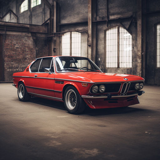 Classic bright cherry red BMW car