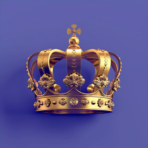 Shining crown on royal blue background
