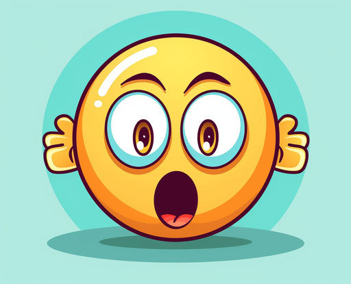 The yellow face with big eyes and open mouth looking surprised