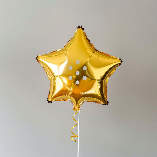 Gold star shaped balloon with holes