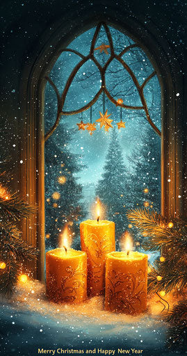 Merry Christmas and Happy New Year Christmas Candles