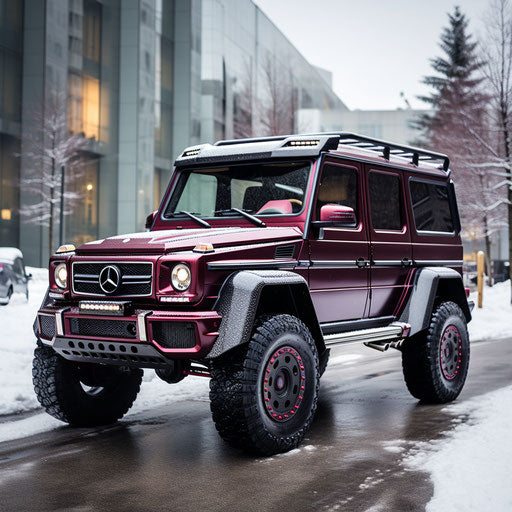 Classic Burgandy off-road vehicle