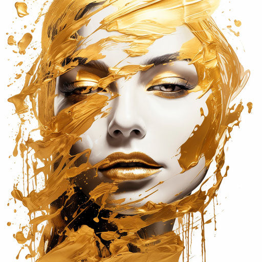 Decorative gold image in the style of oil painting, on a white background