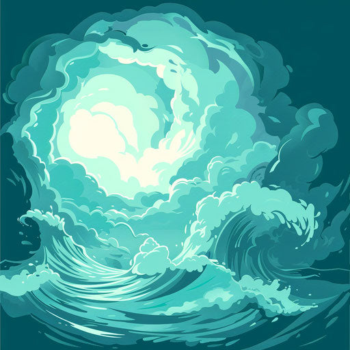 Realistic style of storm clipart on flat turquoise background