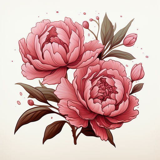 Peony flower in an illustration design with an erasable marker