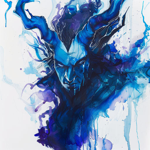 Artistic interpretation of Hades in vibrant watercolor
