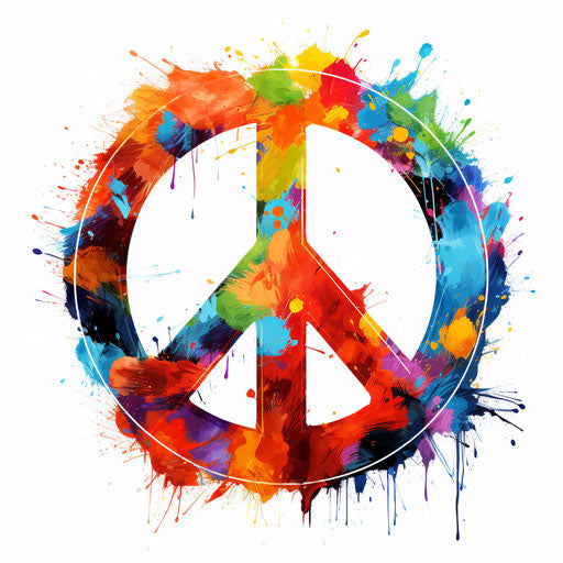 Peace sign in Oil painting style on white background