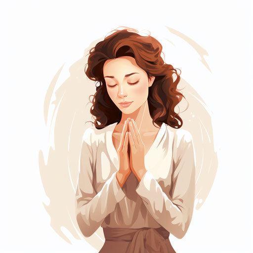 Praying illustration in the Minimalist style, on white background