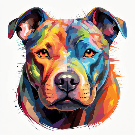 Pitbull in the style of Oil painting, on a white background