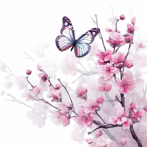 Beautiful flower with butterflies in spring