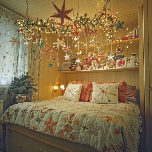 Whimsical children's room with ceiling hung decorations
