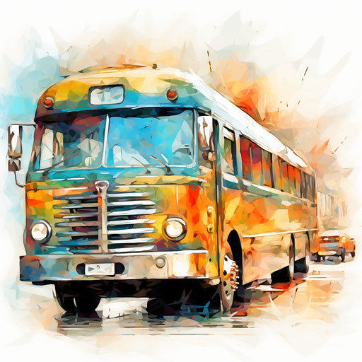 Transportation clipart in the style of Impressionistic Art, on white background