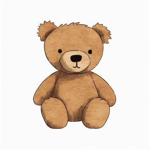 Minimalist style illustration of a teddy bear on white background