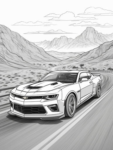 Chevrolet Camaro road car coloring page