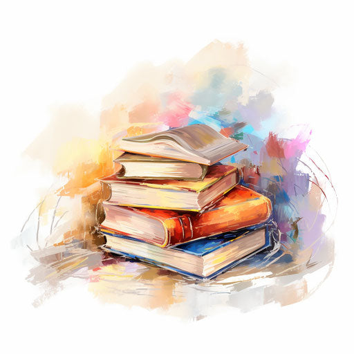 Book clipart in the style of Oil painting on a white background