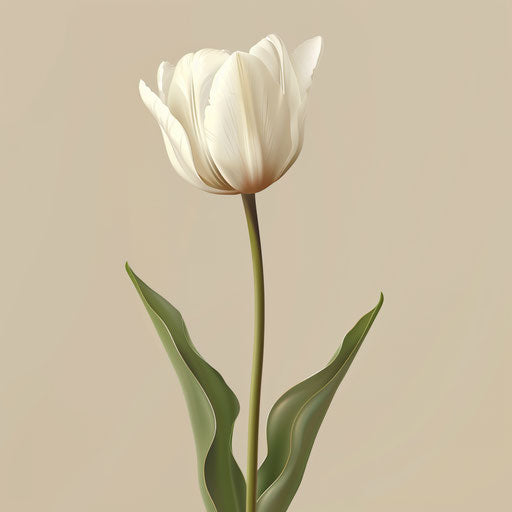 Tulip clipart in photo realistic style with flat random background, monochrome palette, and detailed wings