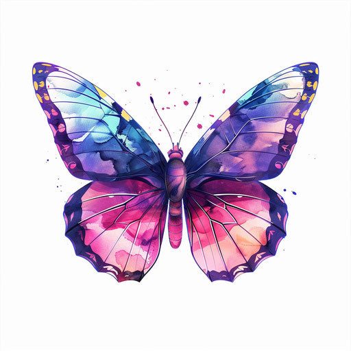 Multicolored butterfly silhouette, purple and blue hues