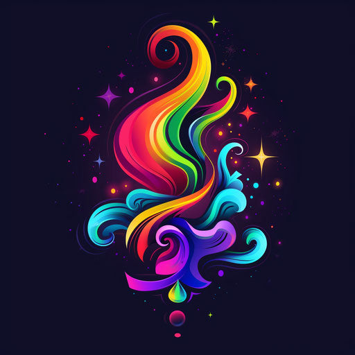 Fantasy cartoon logo with magical elements and vibrant colors