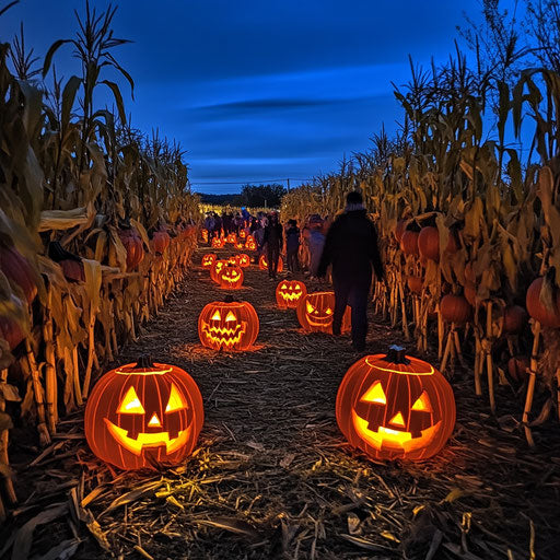 Haunted corn maze for a Halloween night adventure