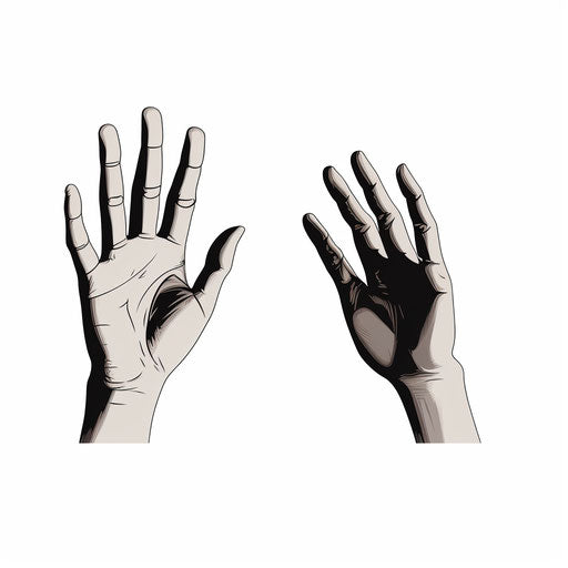 Minimalist hands clip art on white background