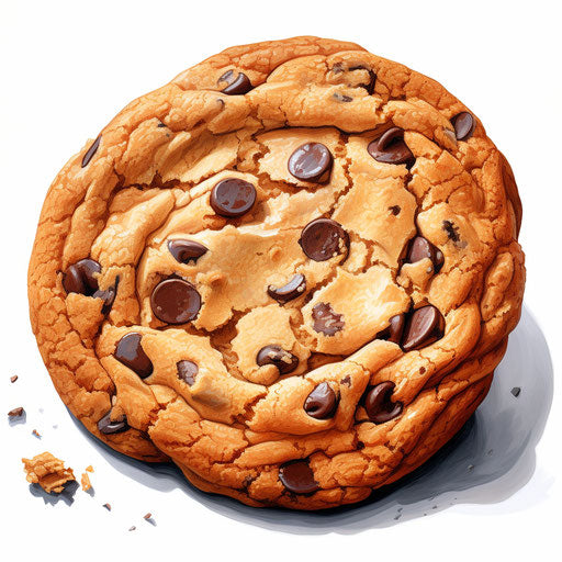 Chocolate chip cookie clipart in Impressionistic Art style on white background