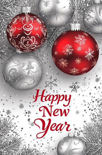 Christmas Ornaments, Silver and Red Color Palette