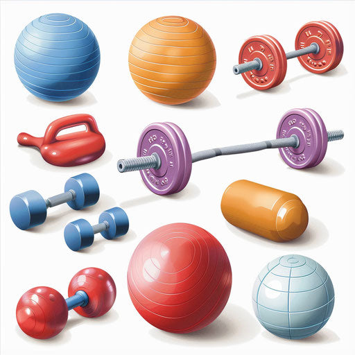 High-detail physical education clipart in photo-realistic style on flat white background