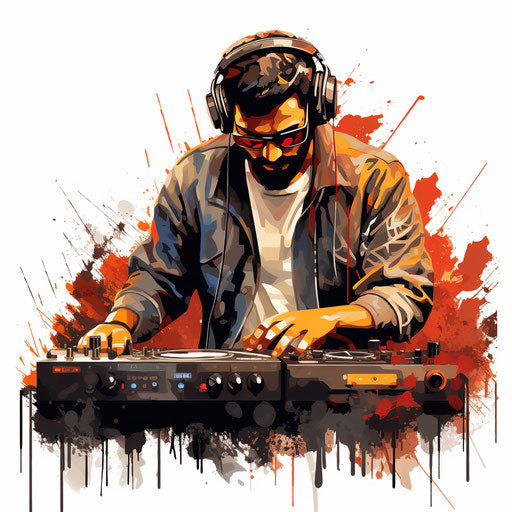 DJ clipart in the style of Oil painting, on a white background