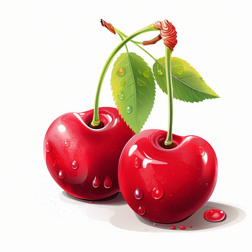Cherry clipart in the style of Oil painting, on a white background