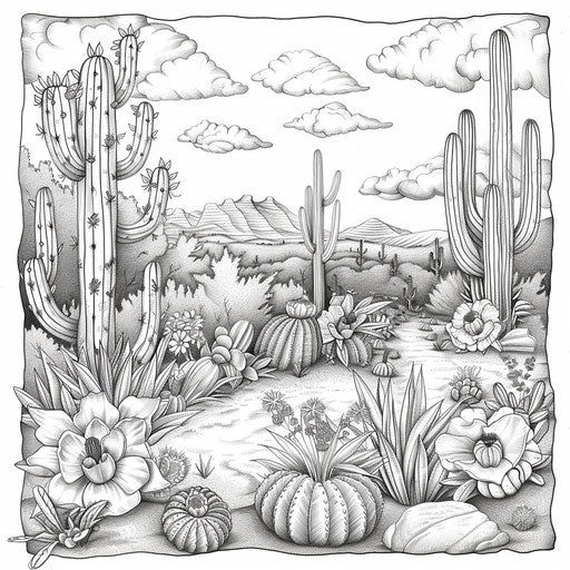 Magical desert with enchanted cacti