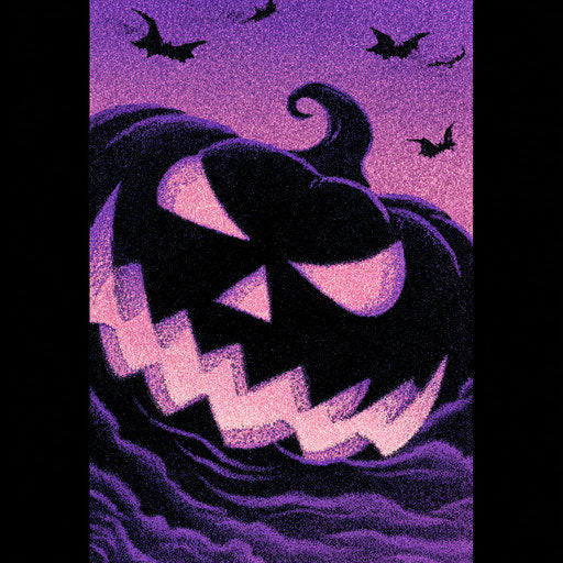 Purple Gradient with Pumpkin Silhouette