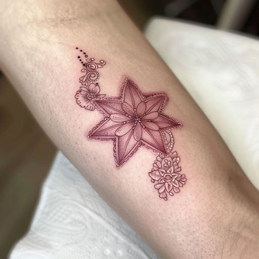 Nautical star with lace pattern in pink and white shades