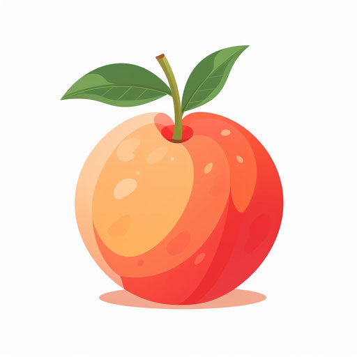 Minimalist style peach clipart, on white background