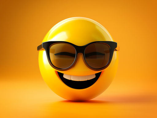 Smiling emoji with sunglasses making a gesture