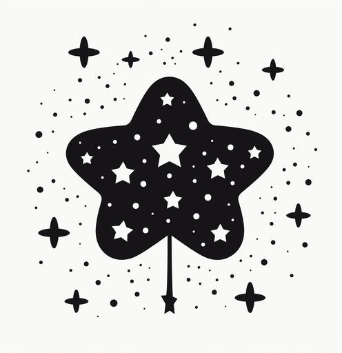 Star free icon vector black & white, whimsical drawings