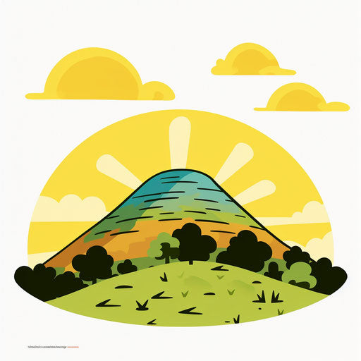 Minimalist style hill clipart, on white background