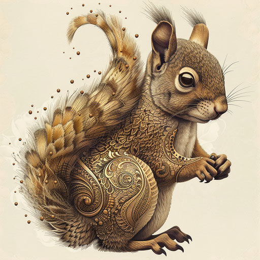 Realistic quality squirrel clipart on flat beige background