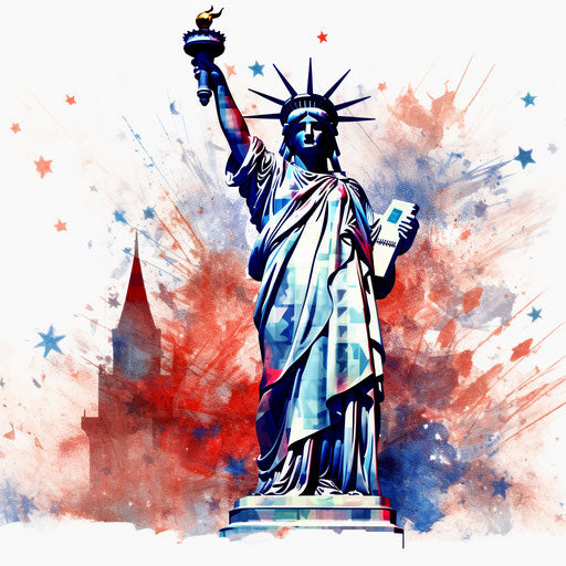 Fourth of July clipart in the style of Impressionistic Art