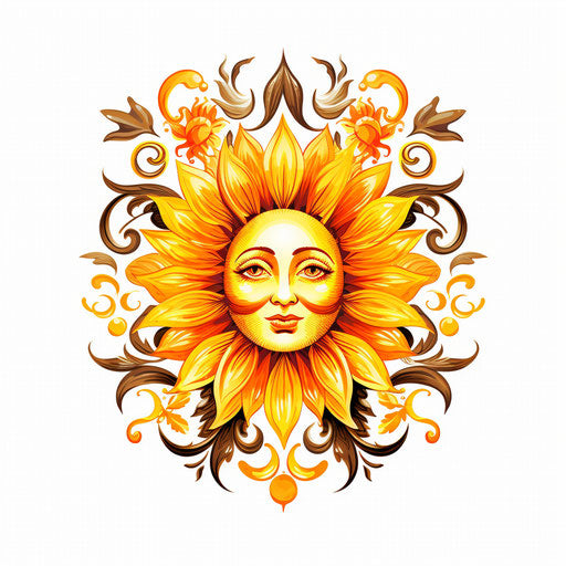 Sunshine clipart in the style of Chiaroscuro Art, on a white background