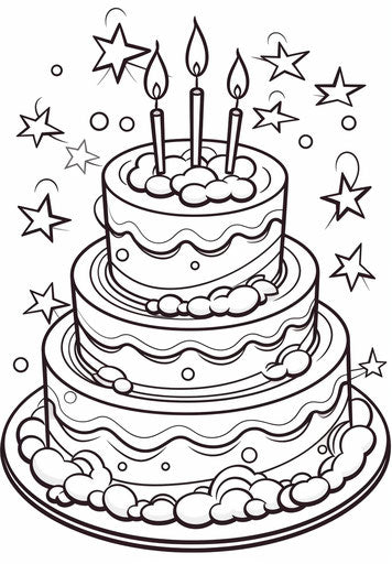 Birthday cake coloring page for kids