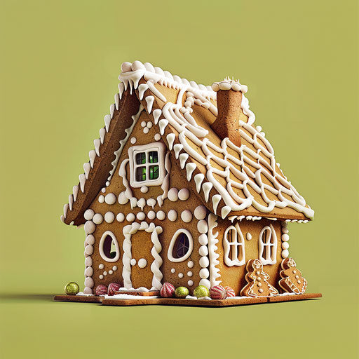 Gingerbread house on bright chartreuse background - realism