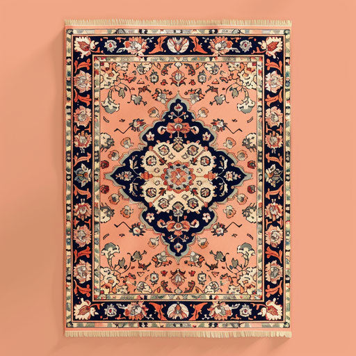 Realistic style carpet clipart on pastel peach background