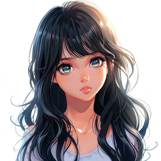 Realistic anime clipart with hyper-realistic shadows and reflections