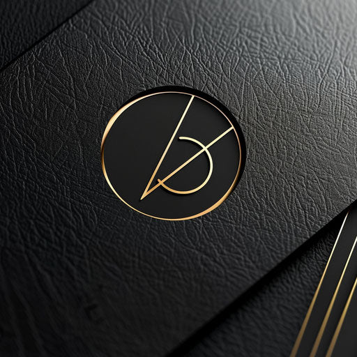 Luxury photography logo with black and gold accents on a sleek background