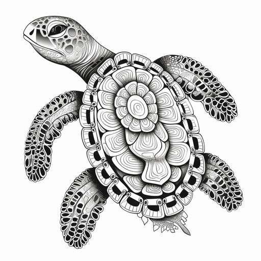 Decorative turtle in indigenous culture style, anatomical drawing vector
